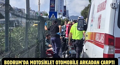 Bodrum’da Motosiklet Otomobile Arkadan Çarptı