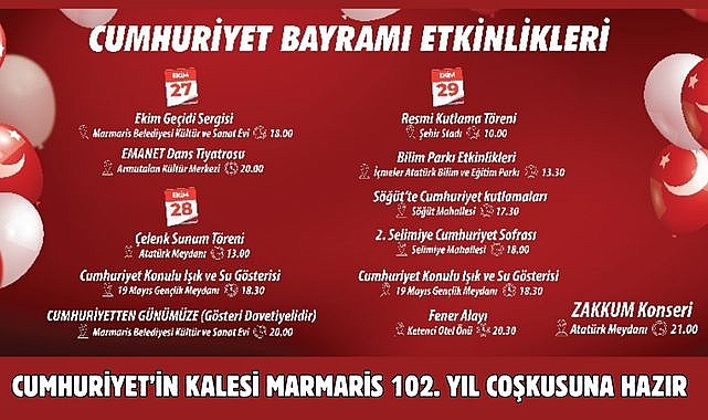 CUMHURİYET'İN KALESİ MARMARİS 102. YIL COŞKUSUNA HAZIR