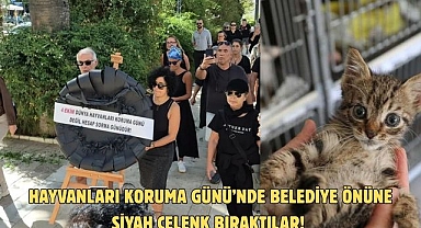 HAYVANLARI KORUMA GÜNÜ’NDE BELEDİYE ÖNÜNE SİYAH ÇELENK BIRAKTILAR!
