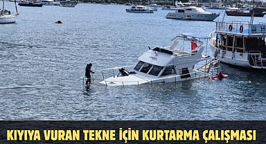 Kıyıya Vuran Tekne İçin Kurtarma Çalışması 