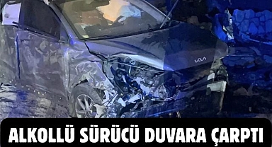 ALKOLLÜ SÜRÜCÜ DUVARA ÇARPTI