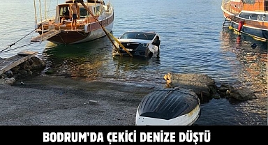 Bodrum’da Çekici Denize Düştü