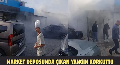 MARKET DEPOSUNDA ÇIKAN YANGIN KORKUTTU