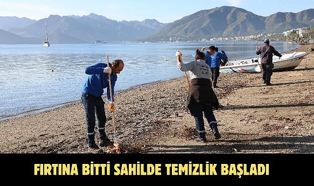 FIRTINA BİTTİ SAHİLDE TEMİZLİK BAŞLADI