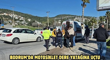 BODRUM’DA MOTOSİKLET DERE YATAĞINA UÇTU