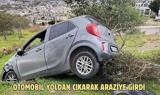 OTOMOBİL YOLDAN ÇIKARAK ARAZİYE GİRDİ