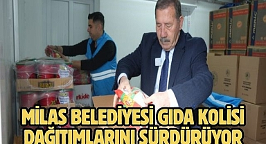 MİLAS BELEDİYESİ GIDA KOLİSİ DAĞITIMLARINI SÜRDÜRÜYOR