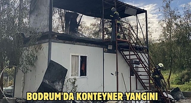 Bodrum'da konteyner yangını