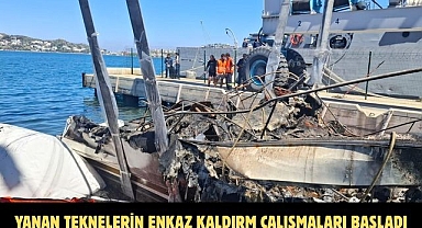 Yanan Teknelerin Enkaz Kaldırm Çalışmaları Başladı