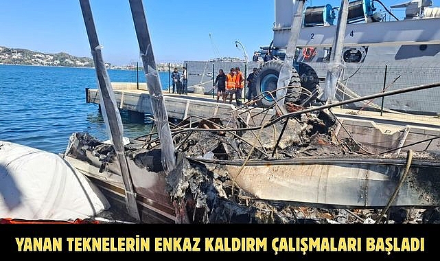 Yanan Teknelerin Enkaz Kaldırm Çalışmaları Başladı