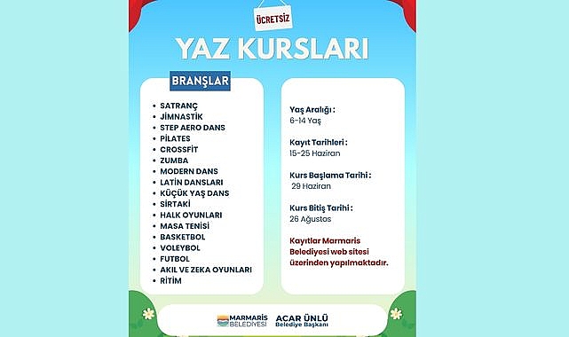 ÇOCUKLAR İÇİN 17 BRANŞTA ÜCRETSİZ YAZ KURSU