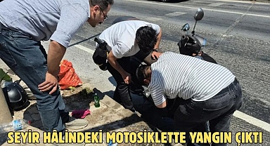 Seyir Hâlindeki Motosiklette Yangın Çıktı
