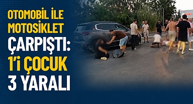 Otomobil ile Motosiklet Çarpıştı: 1'i Çocuk 3 Yaralı